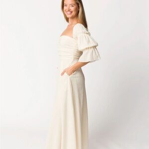 Elegant Long Sleeve Cream Dress